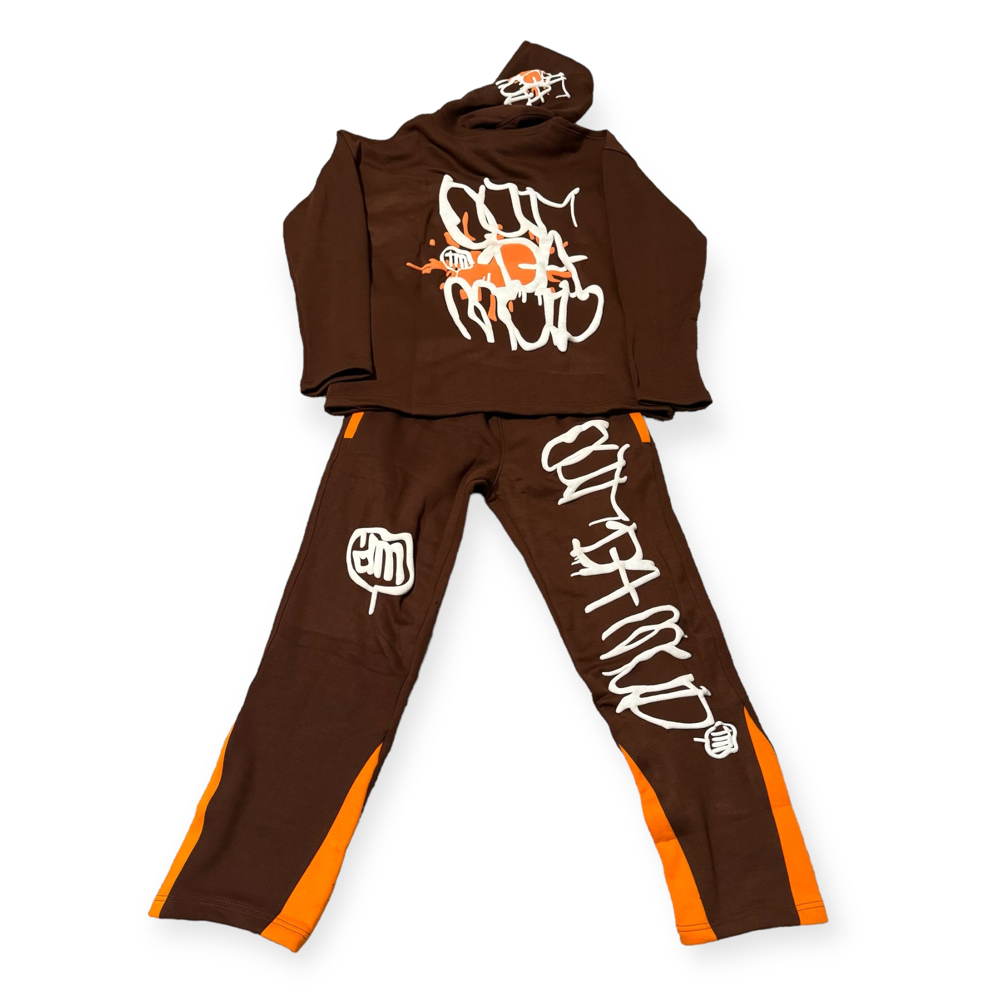 BROWN FLARED/CROPPED SWEAT SUIT