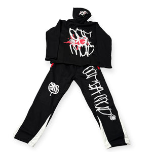 BLACK FLARED/CROPPED SWEAT SUIT