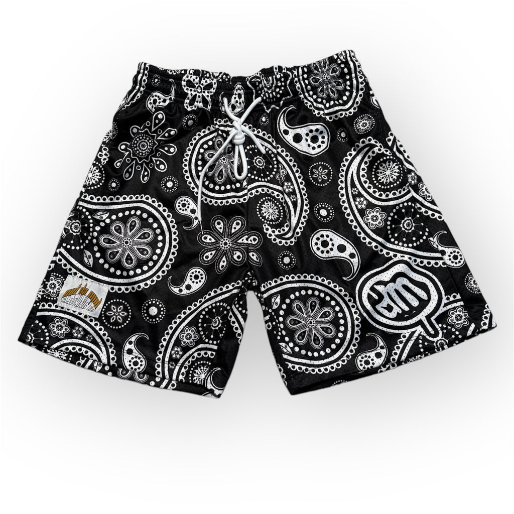 BLACK BANDANNA SHORTS