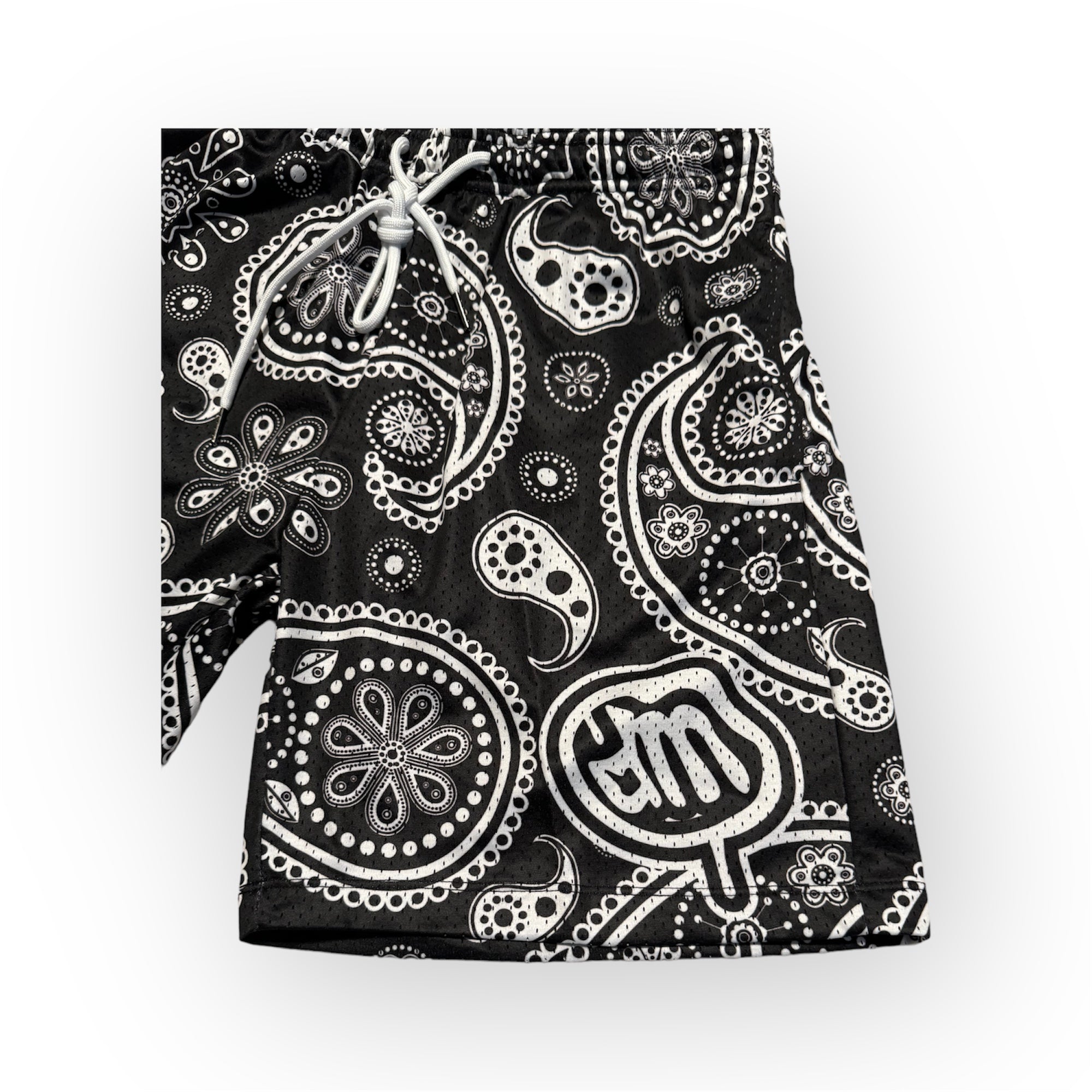 BLACK BANDANNA SHORTS