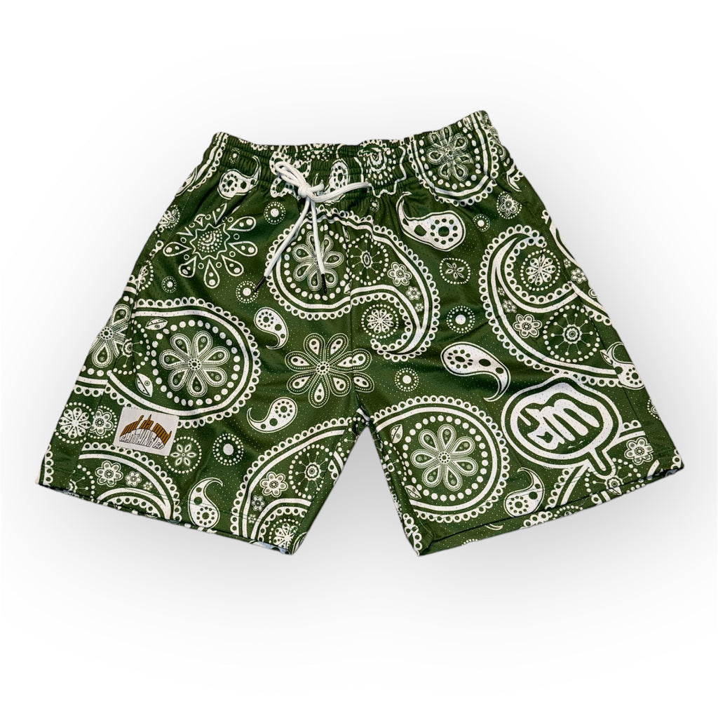 GREEN BANDANNA SHORTS