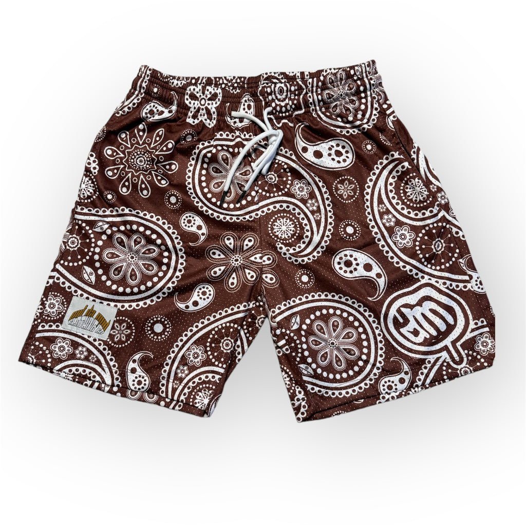 BROWN BANDANNA SHORTS